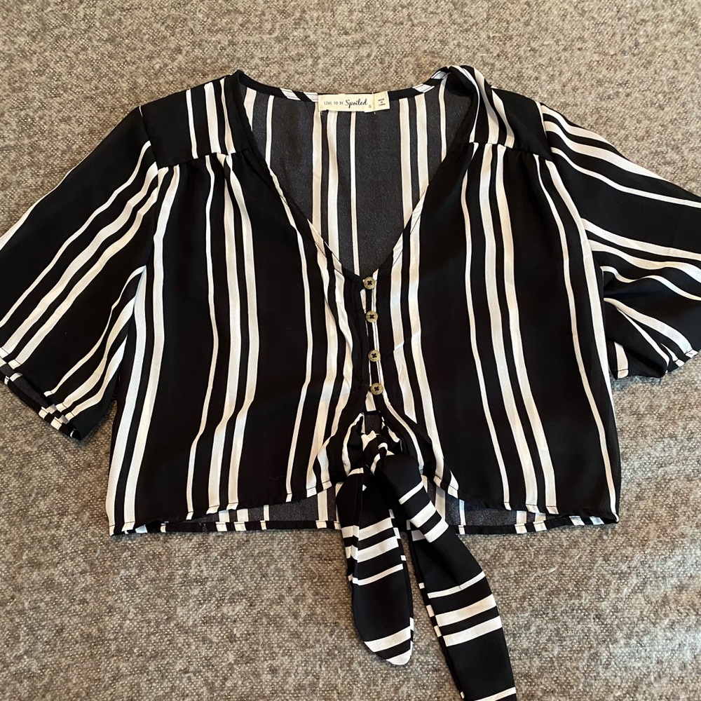 Live to be spoiled striped crop top
